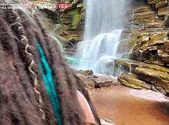 German couple caught having public sex at the waterfall on AlemaoHub.