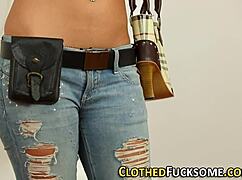 I'am toying with the clothed euro les in a glamourous threesome