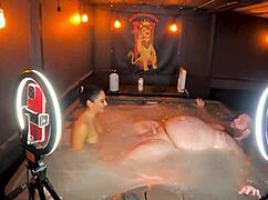 Relaxing in hot tub with sheena ryder