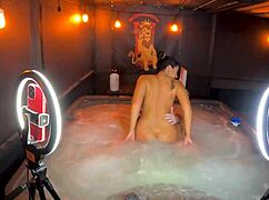 Relaxing in hot tub with sheena ryder