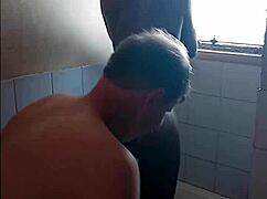 Grandpa daddy enjoys the best blowjob and bathroom sex with his young girlfriend