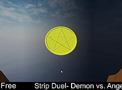 In a strip duel, the demon versus the angel, clothes get ripped in erotic lesbian play.