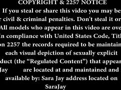 Sara Jay, the mature milf pornstar, bends over in lingerie, showing big ass and pussy lips, masturbates to orgasm.