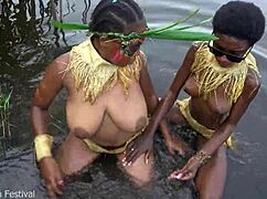 my 2 african zulu wives bathing in village which tits do you like better 😍