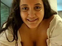 colombian latina surprises her boyfriend with a hot kiss