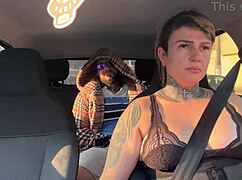 Woman in uber picks up suspicious passenger and ends up giving pussy in the car