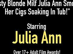 Busty Blonde Milf Julia Ann Smokes Her Cigs Soaking in Tub