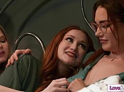 Redhead milf stepmom has sex with her stepdaughter and bffs