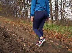 milf with nice ass walking in tight pants view from behind