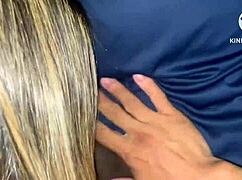 WIFE CHEATS on husband STREET after CAR runs out of GAS, CUCKOLD hugs the guy