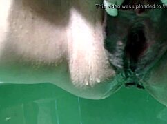 Russian woman performs a solo show with toys and fluids