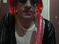 bisexual crossdresser mark wright fucks a dildo on a stick then sucks it clean wishing it was your cock instead of this rubber one