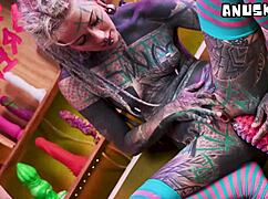 Alternative girls explore crazy toys on their asses