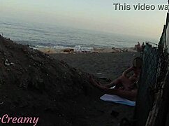 Flashing My Cock in Front of Stepdaughter on Public Beach for Cumshot