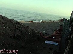 Flashing My Cock in Front of Stepdaughter on Public Beach for Cumshot