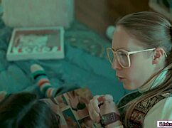 Nerd babe scissoring with lesbian bff?