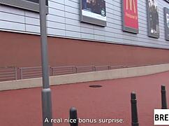 bianca ferrero performs in the breedbus with close-up scenes and natural tits