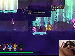 chubby ebony gamer girl gets fucked with dildo while playing dead cells video game
