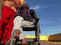 I Suck My Neighbor's Cock And Swallow Cum On The Community Terrace