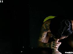 You just fucking love this POV blowjob where the brunette teen sucks monster cock at gloryhole.