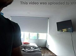 Latina stepsister dances teasingly in my new apartment condo room.