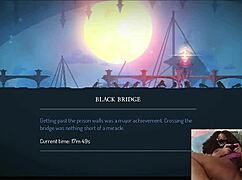 chubby ebony gamer girl gets fucked with dildo while playing dead cells video game