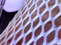 Goddess Foot Teasing In Cute White Fishnets On The Bed