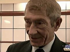 Old Man Fucks Hairy Pussy, She Rubs Dick And Swallows Jizz