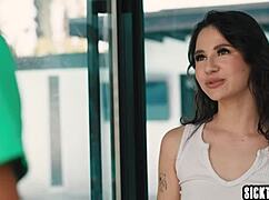 Petite big ass teen Liz Jordan exclaims how she loves lifting on Rocket Powers' black cock!