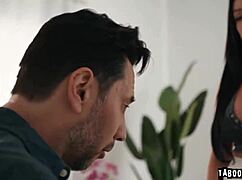 Tommy Pistol choking Jennifer White while fucking her roughly on her knees