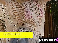 petite blonde babe chanel elle shows off her beautiful booty in a hot bikini