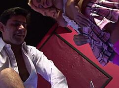 A Barman Fucks A Busty Blonde Pole Dancer And Pisses On Her At The End