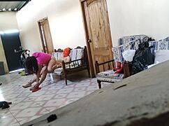 stepmother resting on sofa, stepson arrives and fucks her hard like whore!