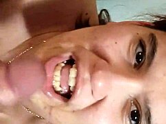 She rebels during deep throat, licking balls and ass for master. 😏