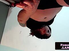 gothic femboy is toying with anal beads