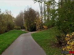 Chubby lady gets picked up and assfucked in this vodeu scene