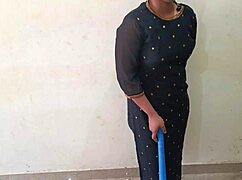 The maid washing dishes fucks the landlord, takes cock in mouth, talks dirty in hindi, he fucks her doggystyle like a virgin