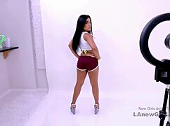 Fierce latina beauty gets fucked at a modeling audition, rough pov on the sofa