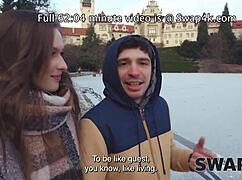 Swap4k a sunday walk ended up as having a hot girl with in our bed it was her first threesome