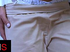 Why is the beautiful brunette girl getting fucked in the pussy with a cumshot?