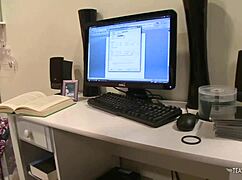 amazing slut ami q mounts her cunt on a long dong in the bedroom