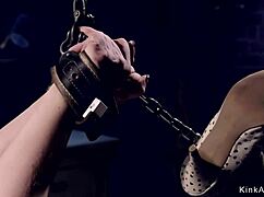 Blonde Slave In Gas Mask Endures Intense Bondage And Whipping