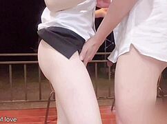 Teacher fucks female student outside the balcony.