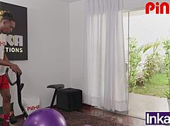 does venezuelan curvy girl humiliate her boyfriend while getting fucked by trainer?