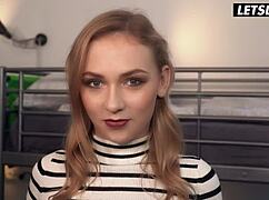 Jenny Wild rides cock hard, takes cumshot in mouth