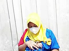 I saw this hijab girl masturbate before work at Indomaret