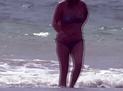 On the beach i please my friend and let her stepson cum in my pussy