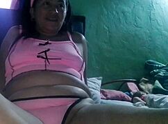 Watch me masturbate, old man, while you touch your huge cock?