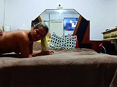 The hidden camera captures the husband filming his wife climaxing on Catra's dick