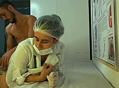 young patient experiences erection during consultation with pretty nurse in hospital